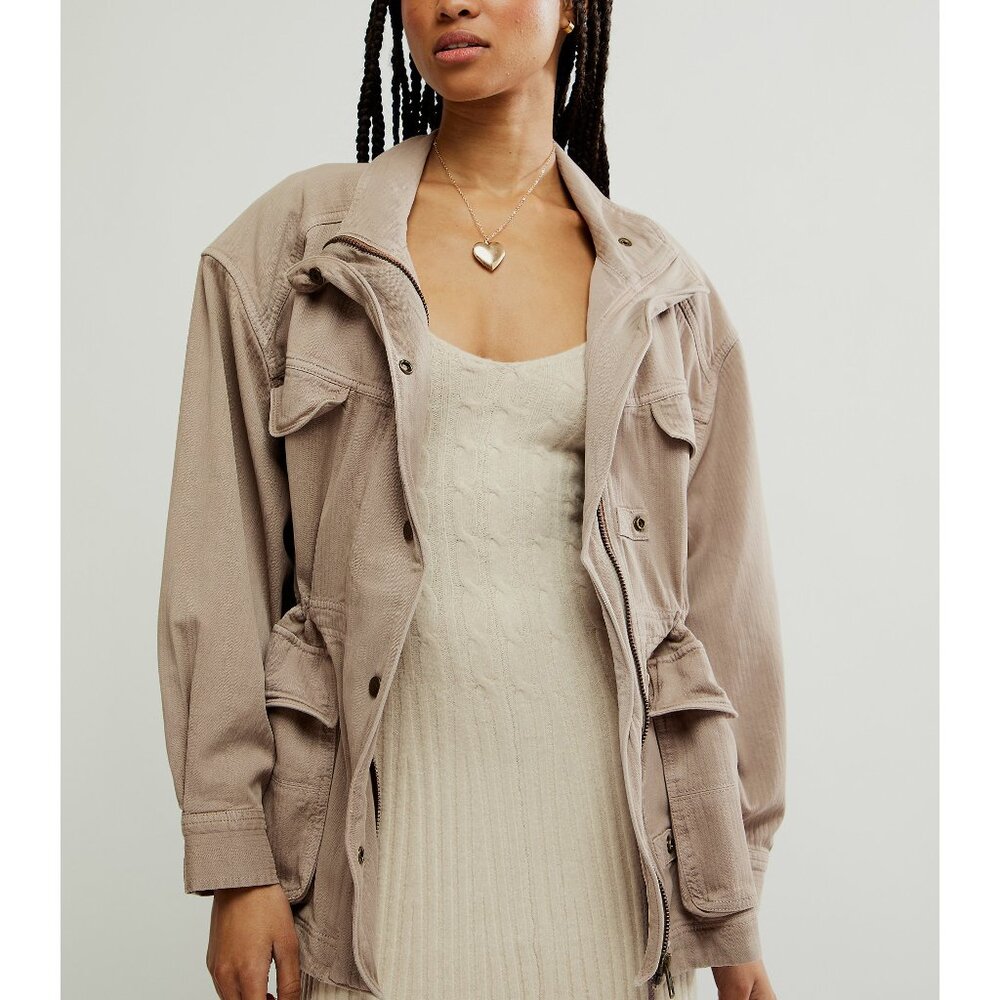 Free People Utility Jacket in Taupe